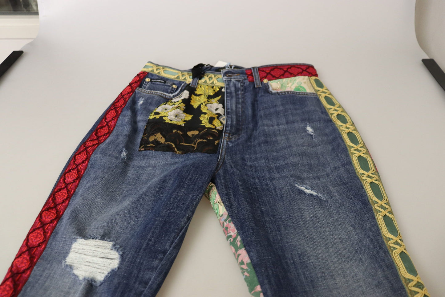 Denim skinny patchwork a vita alta Dolce &amp; Gabbana