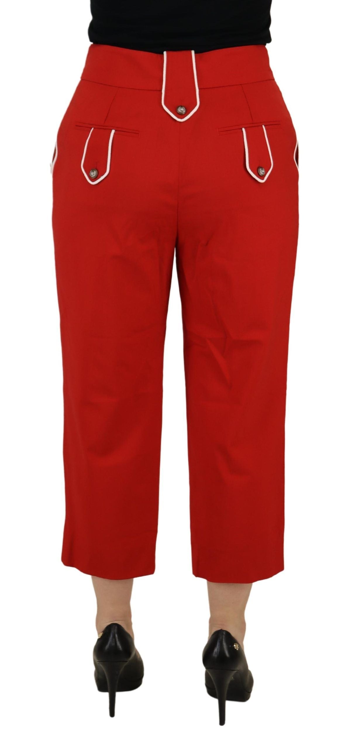 Pantaloni cropped eleganti rossi a vita alta di Dolce &amp; Gabbana