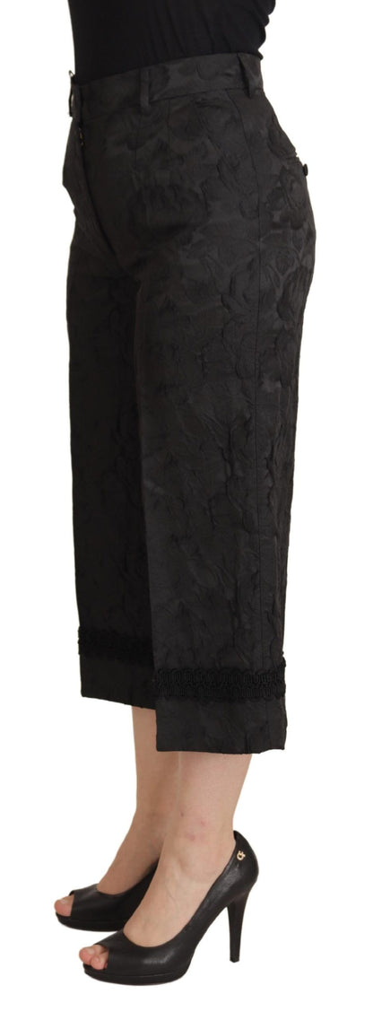 Dolce &amp; Gabbana Pantaloni cropped eleganti in broccato nero