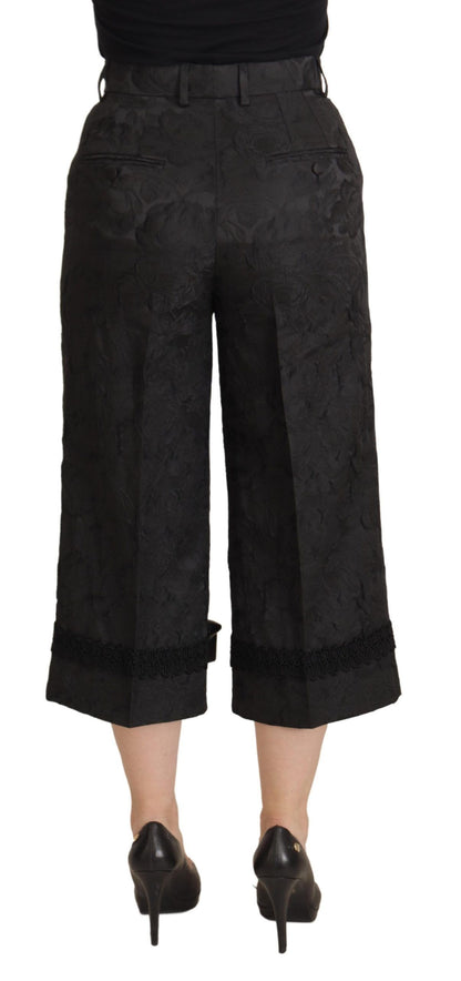 Dolce &amp; Gabbana Pantaloni cropped eleganti in broccato nero