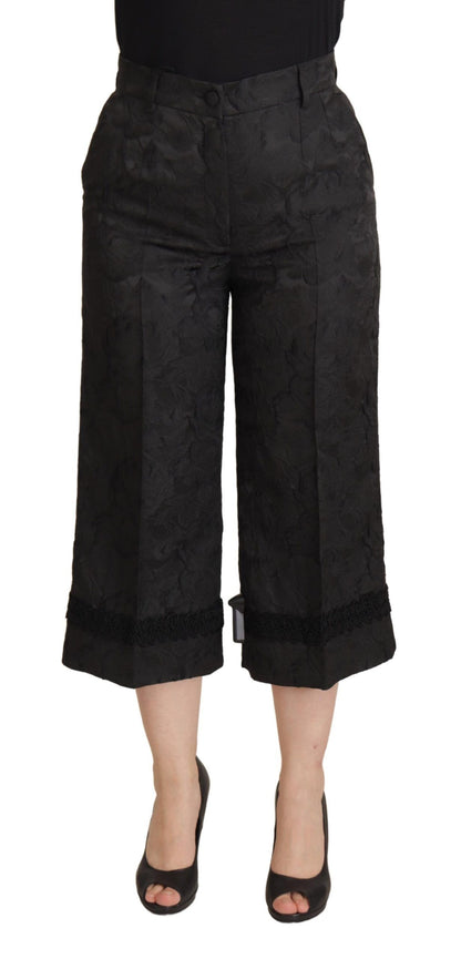 Dolce &amp; Gabbana Pantaloni cropped eleganti in broccato nero