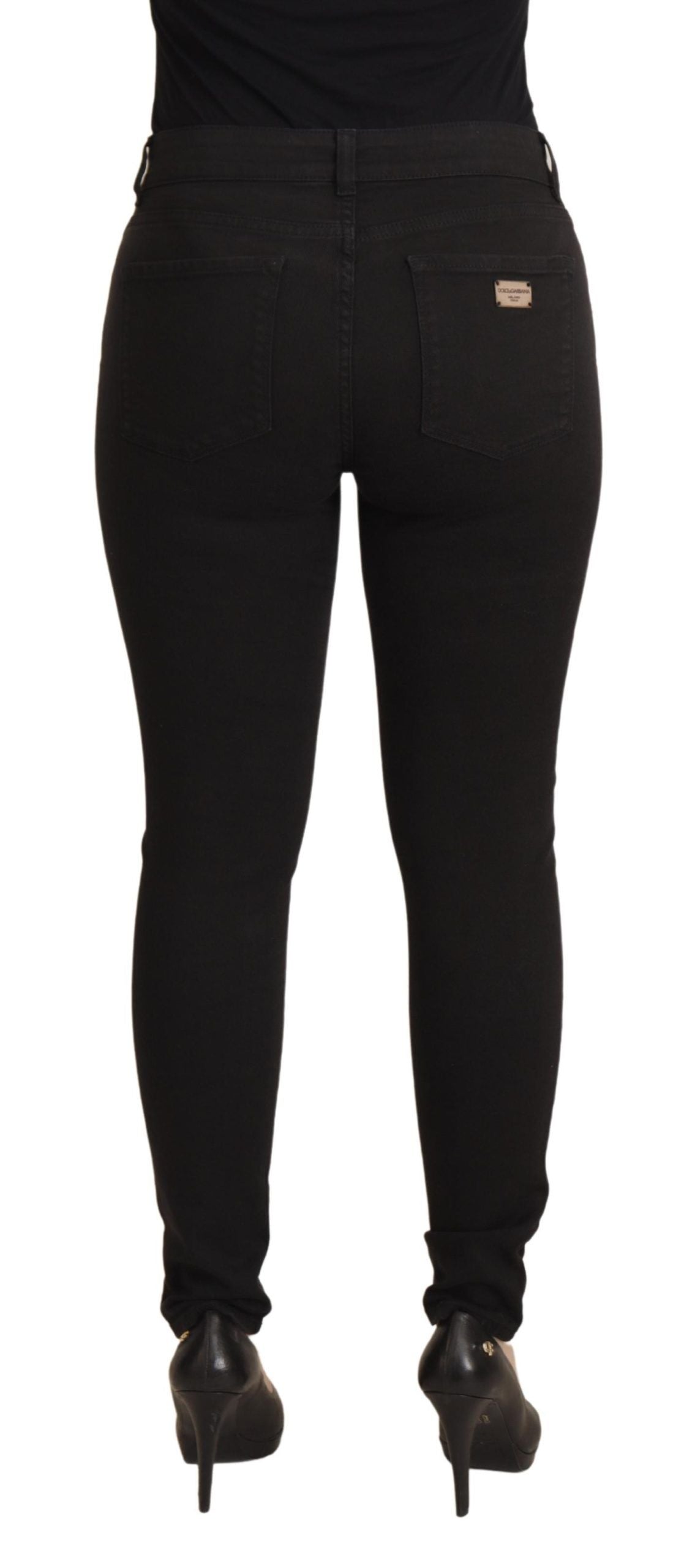 Jeans skinny elasticizzati in cotone nero elegante Dolce &amp; Gabbana