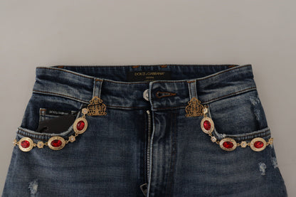 Jeans firmati skinny a vita alta Dolce &amp; Gabbana in blu