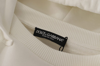 Maglione pullover con cappuccio bianco chic Dolce &amp; Gabbana