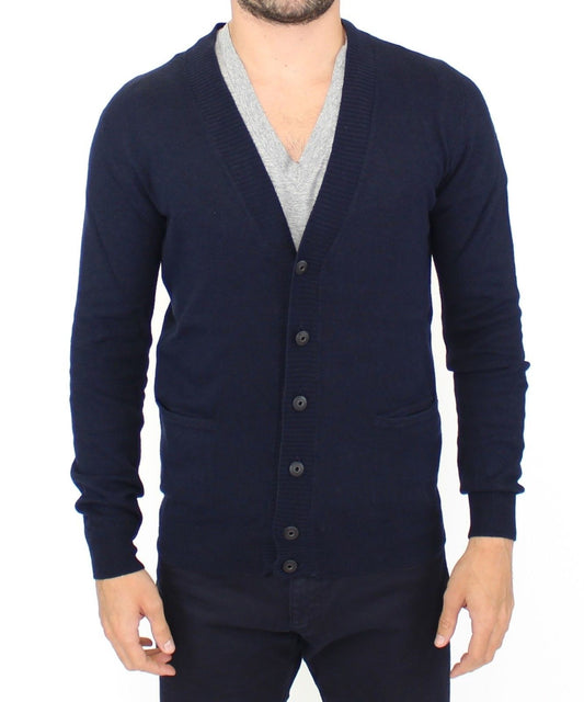 Ermanno Scervino Maglione Cardigan Chic in Misto Lana Blu