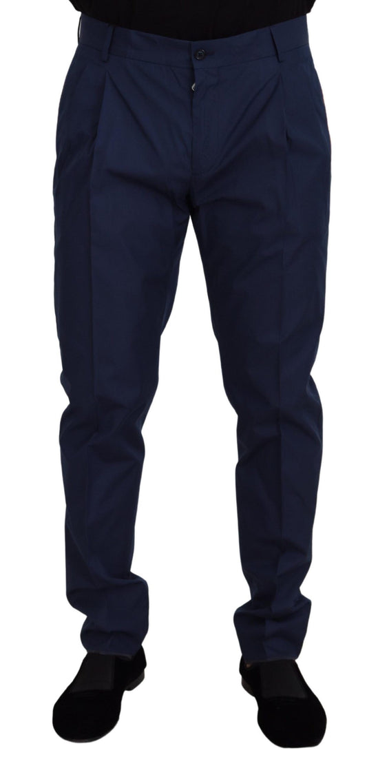 Dolce &amp; Gabbana Chino eleganti slim fit in misto seta blu