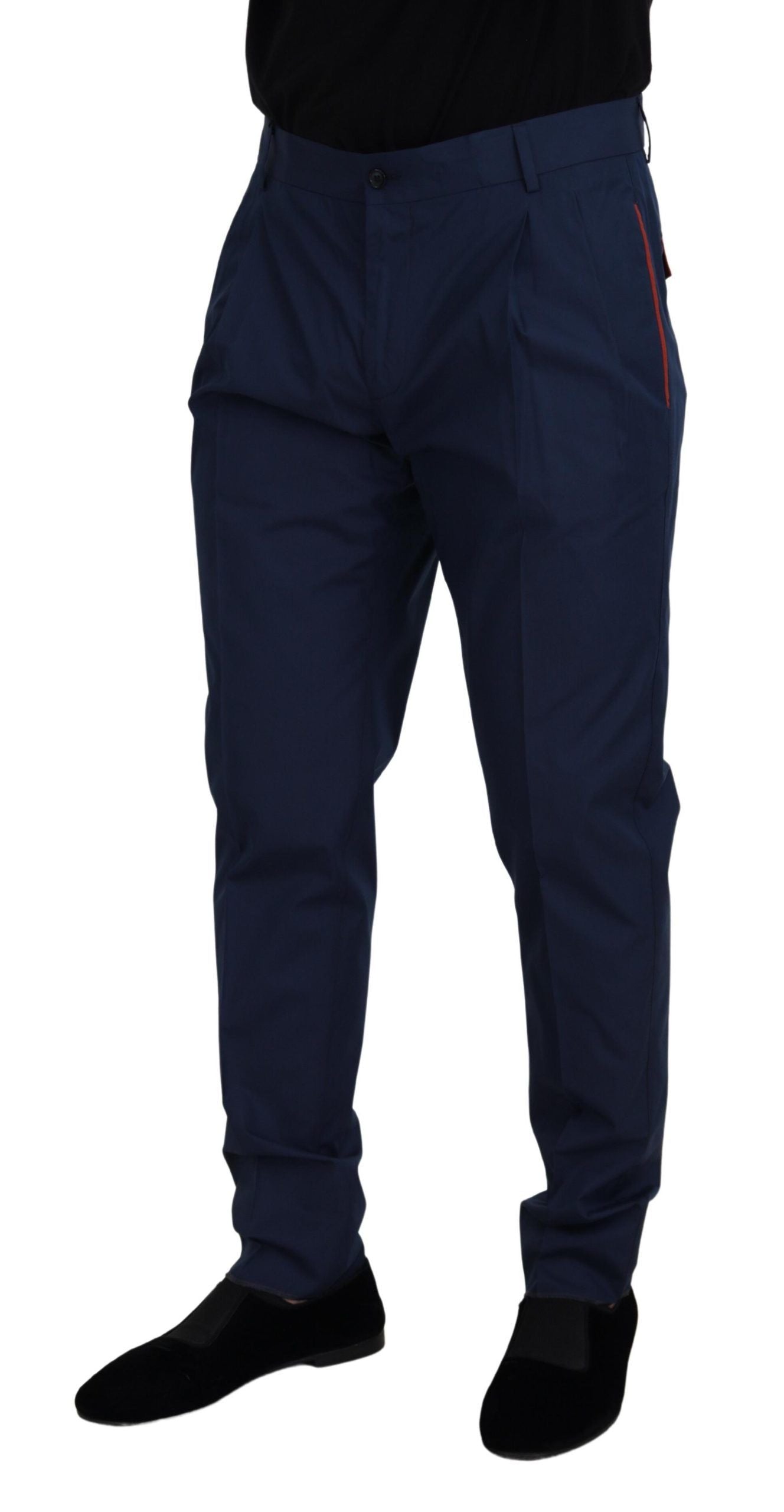 Dolce &amp; Gabbana Chino eleganti slim fit in misto seta blu