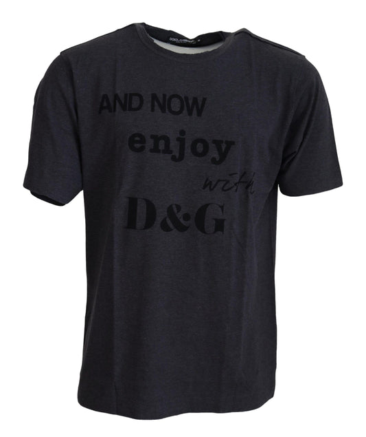 Dolce &amp; Gabbana T-shirt girocollo elegante con motivo grigio