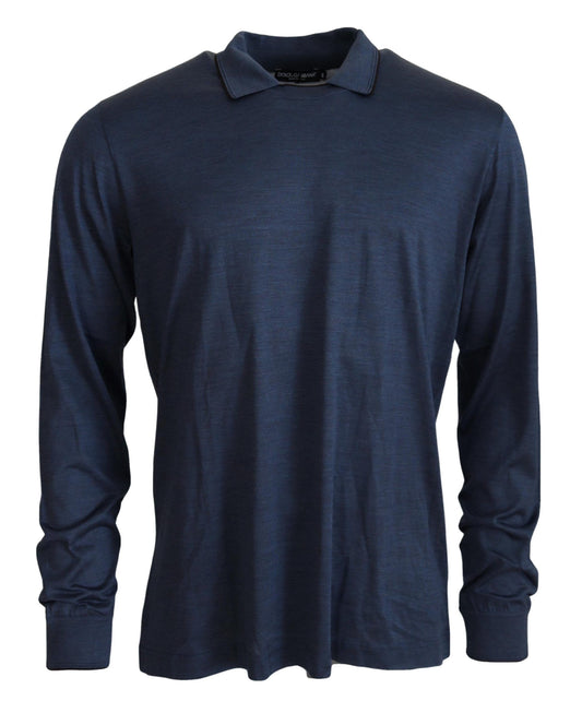 Dolce &amp; Gabbana sofisticato maglione polo in seta in blu