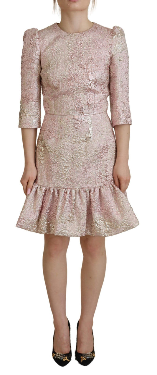 Dolce &amp; Gabbana Elegante tubino midi jacquard rosa