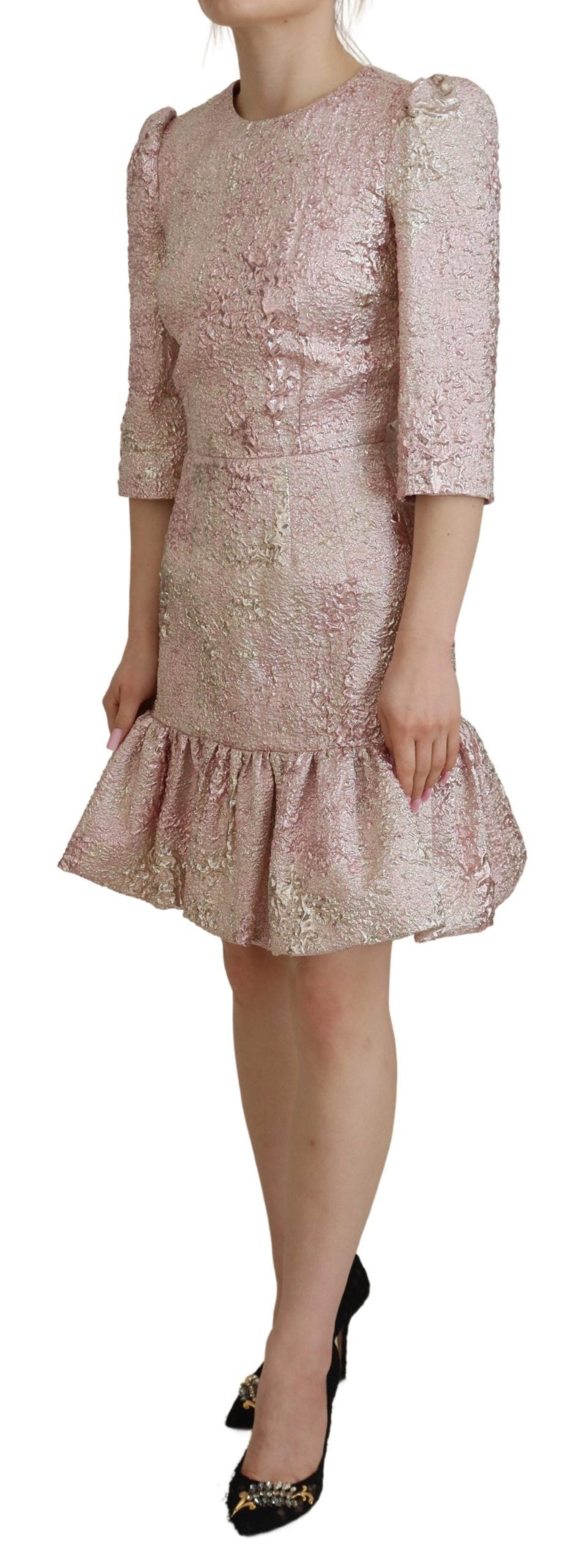 Dolce &amp; Gabbana Elegante tubino midi jacquard rosa