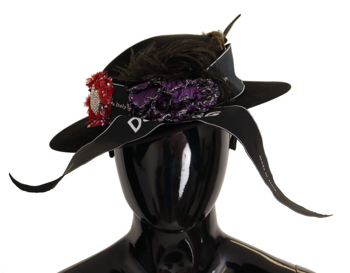 Dolce &amp; Gabbana Elegante Cappello Nero a Tesa Larga