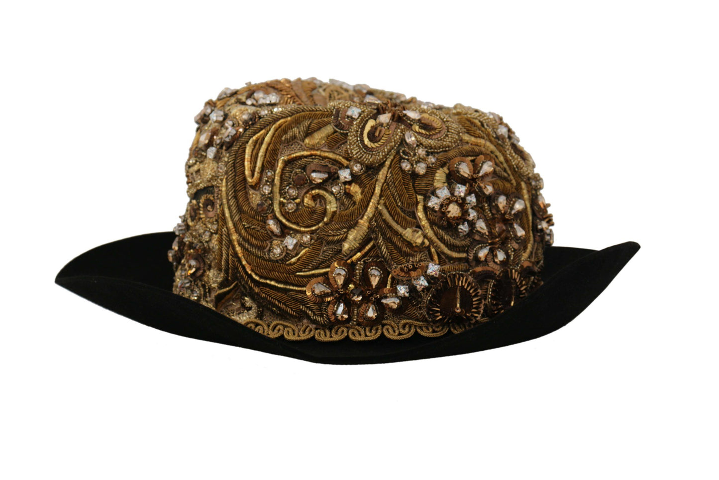 Dolce &amp; Gabbana Fedora elegante borchiata in oro nero