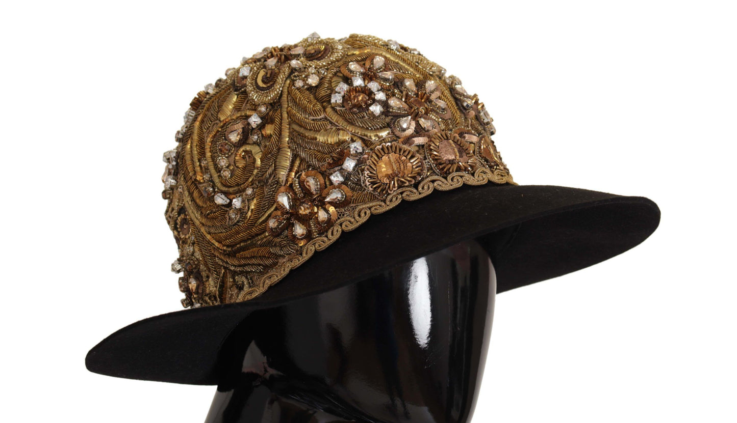 Dolce &amp; Gabbana Fedora elegante borchiata in oro nero