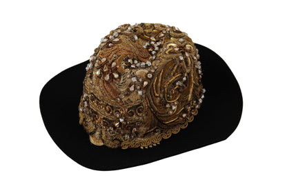 Dolce &amp; Gabbana Fedora elegante borchiata in oro nero