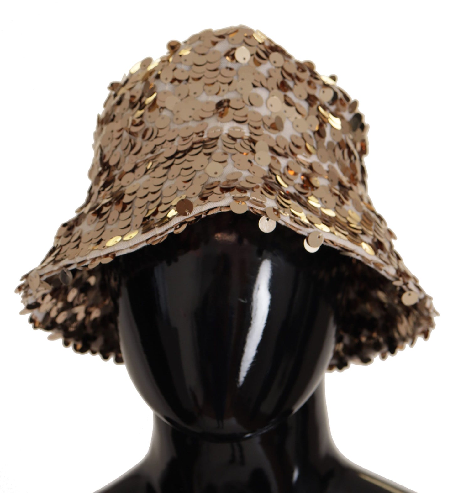 Dolce &amp; Gabbana Elegante cappello a secchiello dorato con paillettes