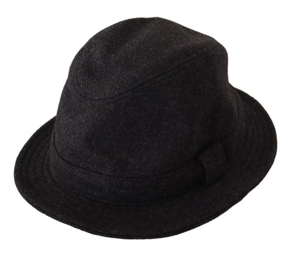 Dolce &amp; Gabbana Elegante Cappello Trilby Grigio in Lana e Cashmere