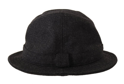 Dolce &amp; Gabbana Elegante Cappello Trilby Grigio in Lana e Cashmere