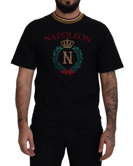 T-shirt girocollo iconica in cotone nero Dolce &amp; Gabbana