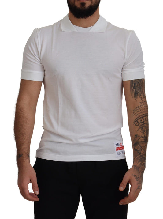 Polo T-shirt elegante in cotone bianco di Dolce &amp; Gabbana