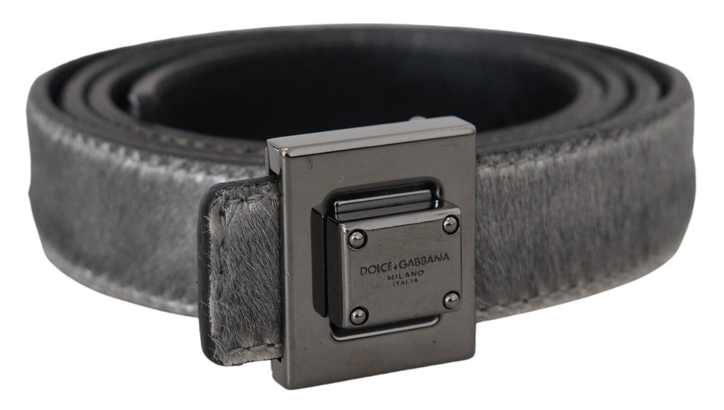 Dolce & Gabbana Elegant Silver Leather Designer Belt