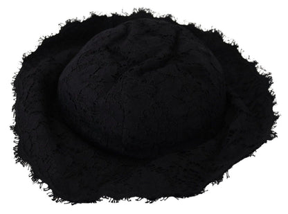 Dolce &amp; Gabbana Elegante cappello firmato nero pronto per il sole