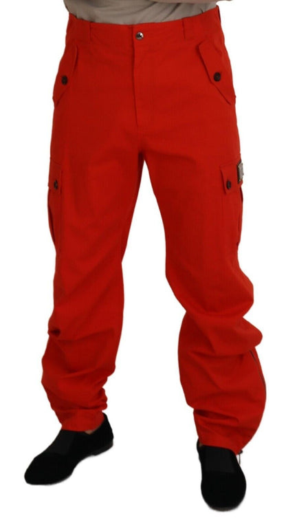 Dolce &amp; Gabbana Pantaloni eleganti in misto cotone rosso