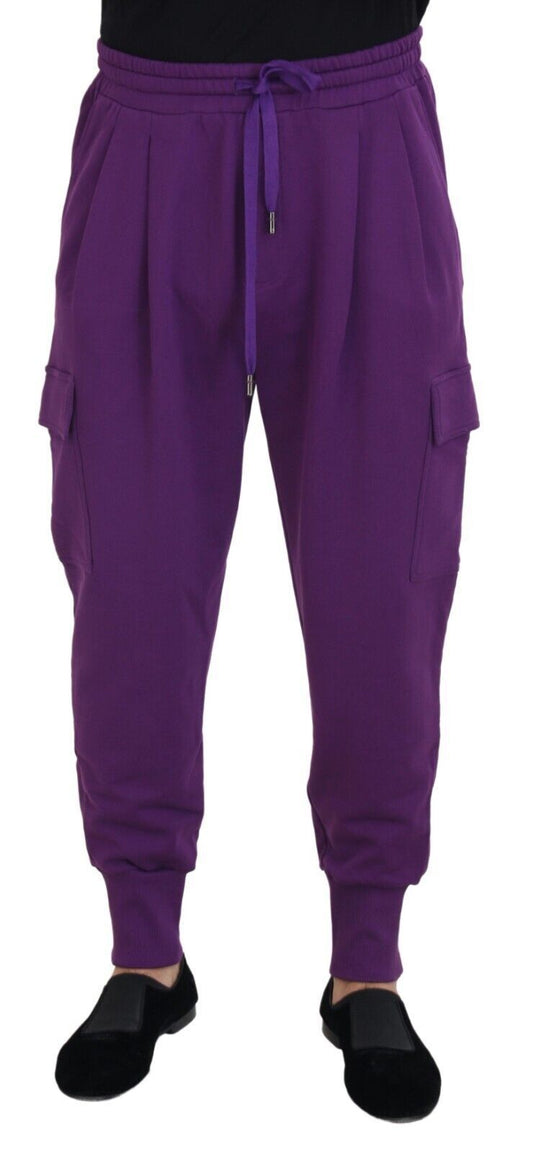 Dolce &amp; Gabbana eleganti pantaloni sportivi cargo in cotone viola