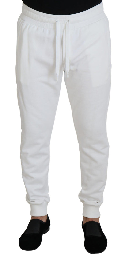 Dolce &amp; Gabbana Pantaloni eleganti della tuta in cotone bianco