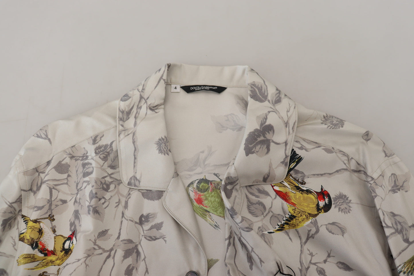 Dolce &amp; Gabbana Camicia casual elegante in seta con stampa uccelli