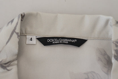 Dolce &amp; Gabbana Camicia casual elegante in seta con stampa uccelli