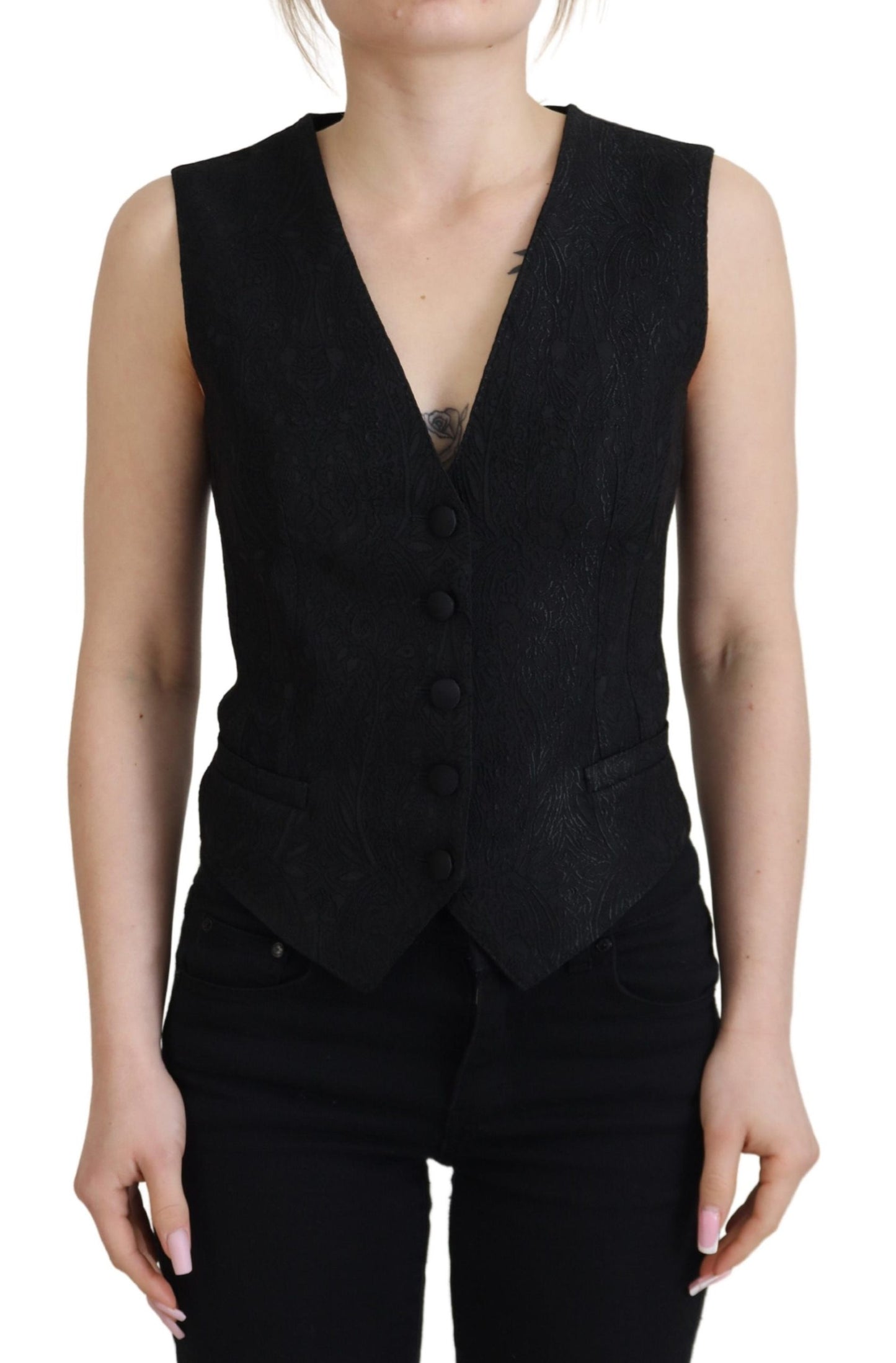 Dolce &amp; Gabbana Gilet Elegante Gilet In Misto Seta Nero