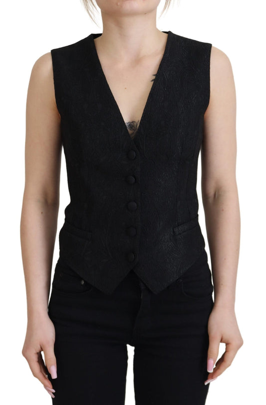 Dolce &amp; Gabbana Gilet Elegante Gilet In Misto Seta Nero