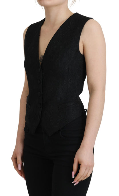 Dolce &amp; Gabbana Gilet Elegante Gilet In Misto Seta Nero