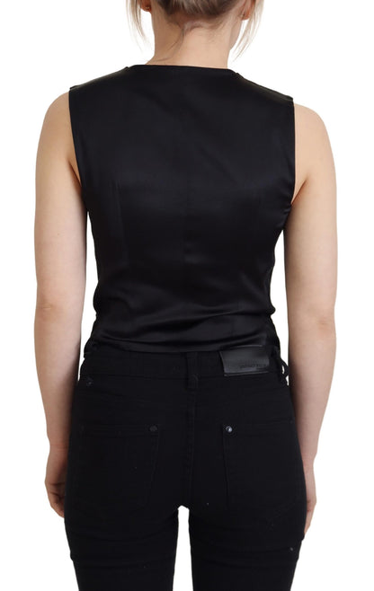 Dolce &amp; Gabbana Gilet Elegante Gilet In Misto Seta Nero