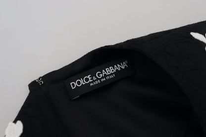 Dolce &amp; Gabbana Miniabito elegante a trapezio nero con finiture in pizzo