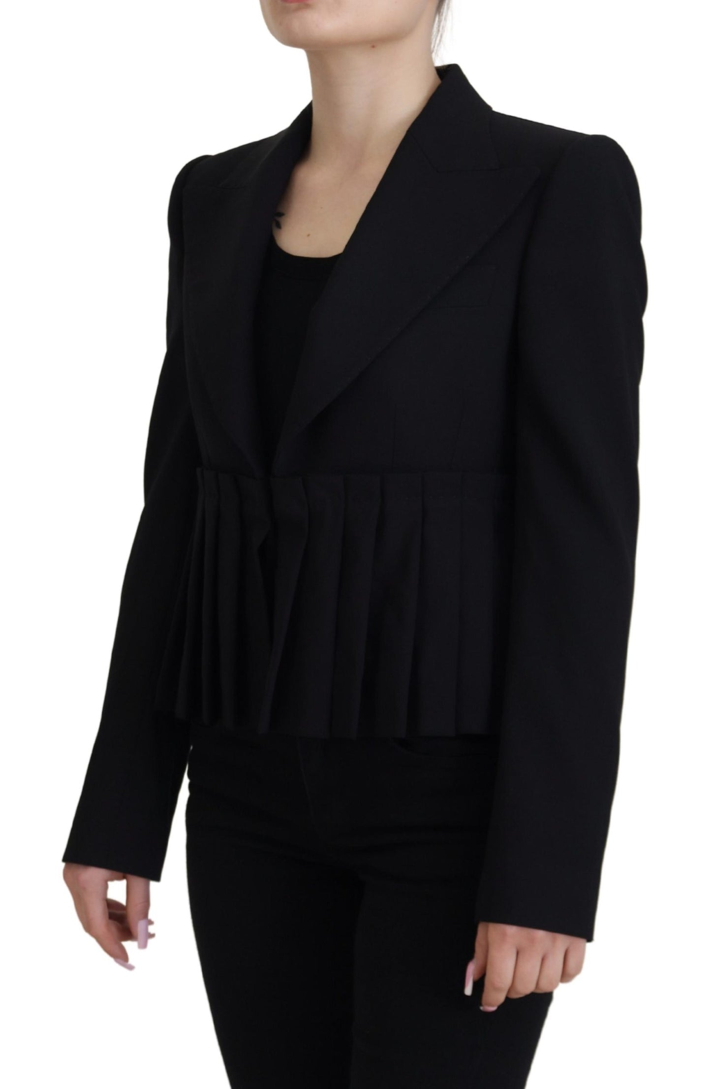 Dolce &amp; Gabbana Elegante Blazer Nero in Lana Stretch