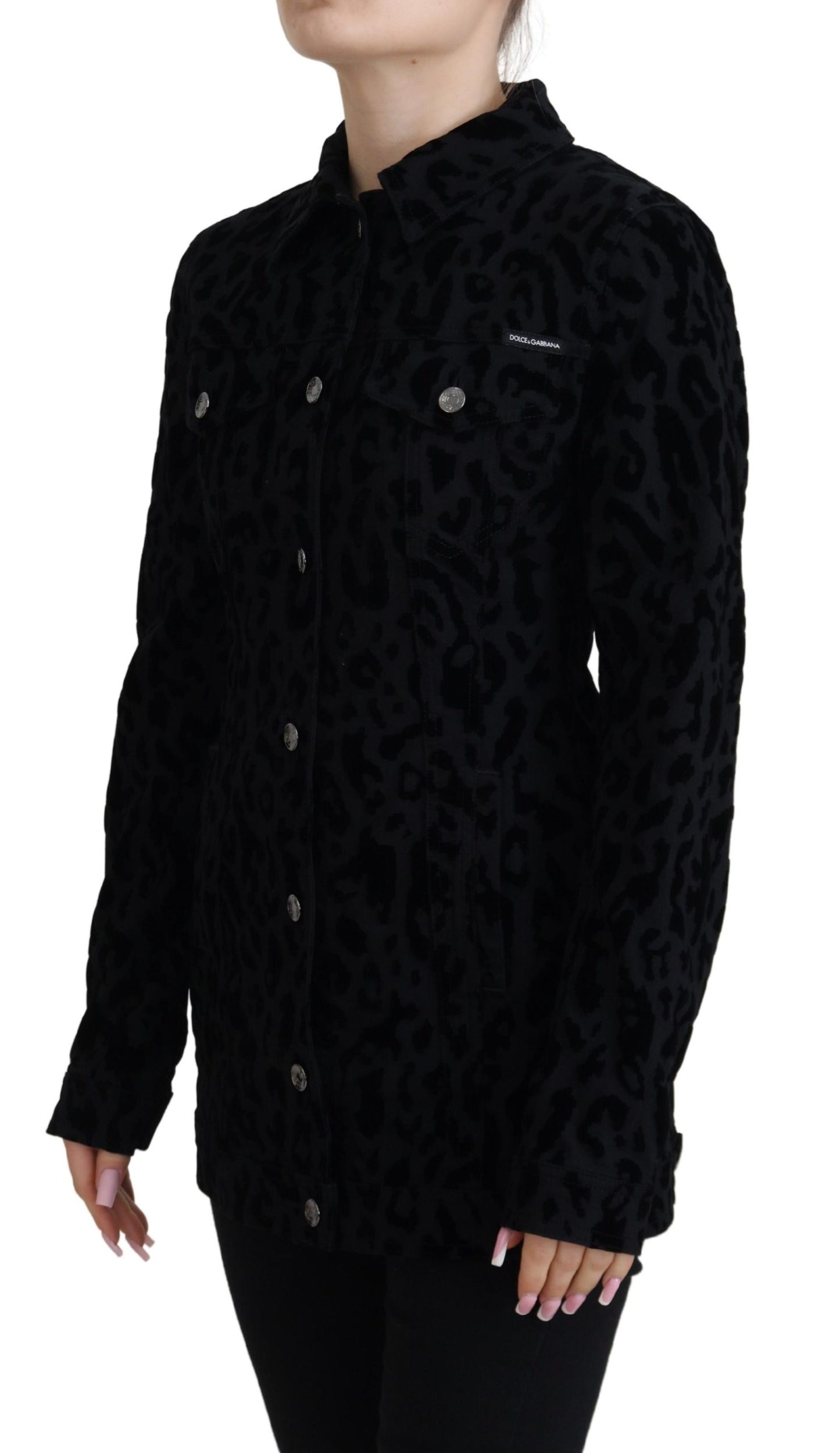 Dolce &amp; Gabbana Giacca in denim con motivo leopardato chic