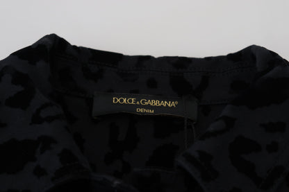 Dolce &amp; Gabbana Giacca in denim con motivo leopardato chic