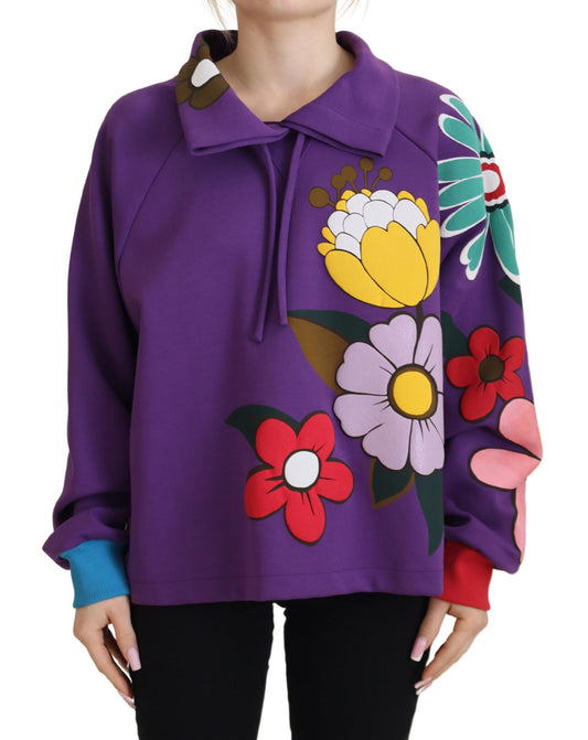 Dolce &amp; Gabbana Elegante maglione pullover floreale viola