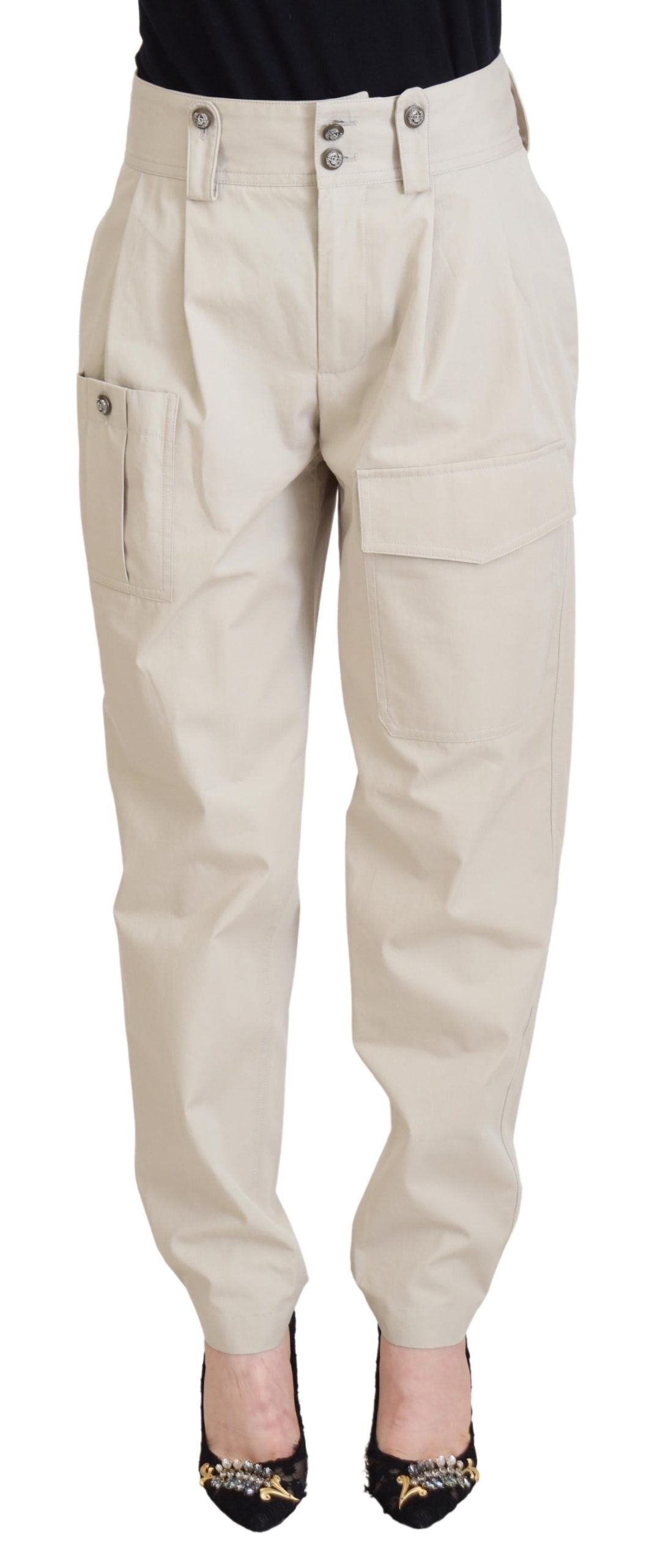 Pantaloni Dolce &amp; Gabbana Chic in cotone beige per un comfort elegante