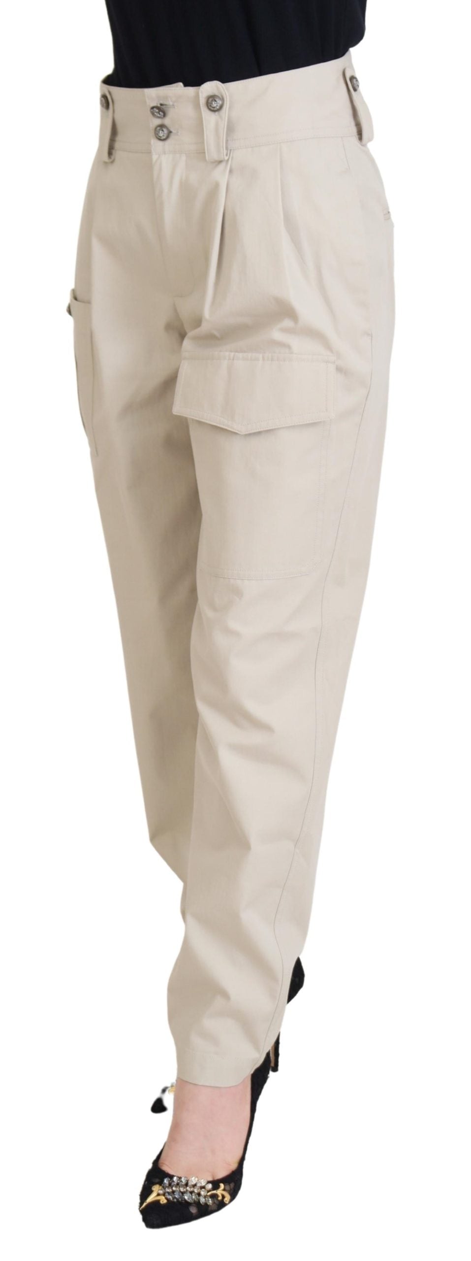 Pantaloni Dolce &amp; Gabbana Chic in cotone beige per un comfort elegante