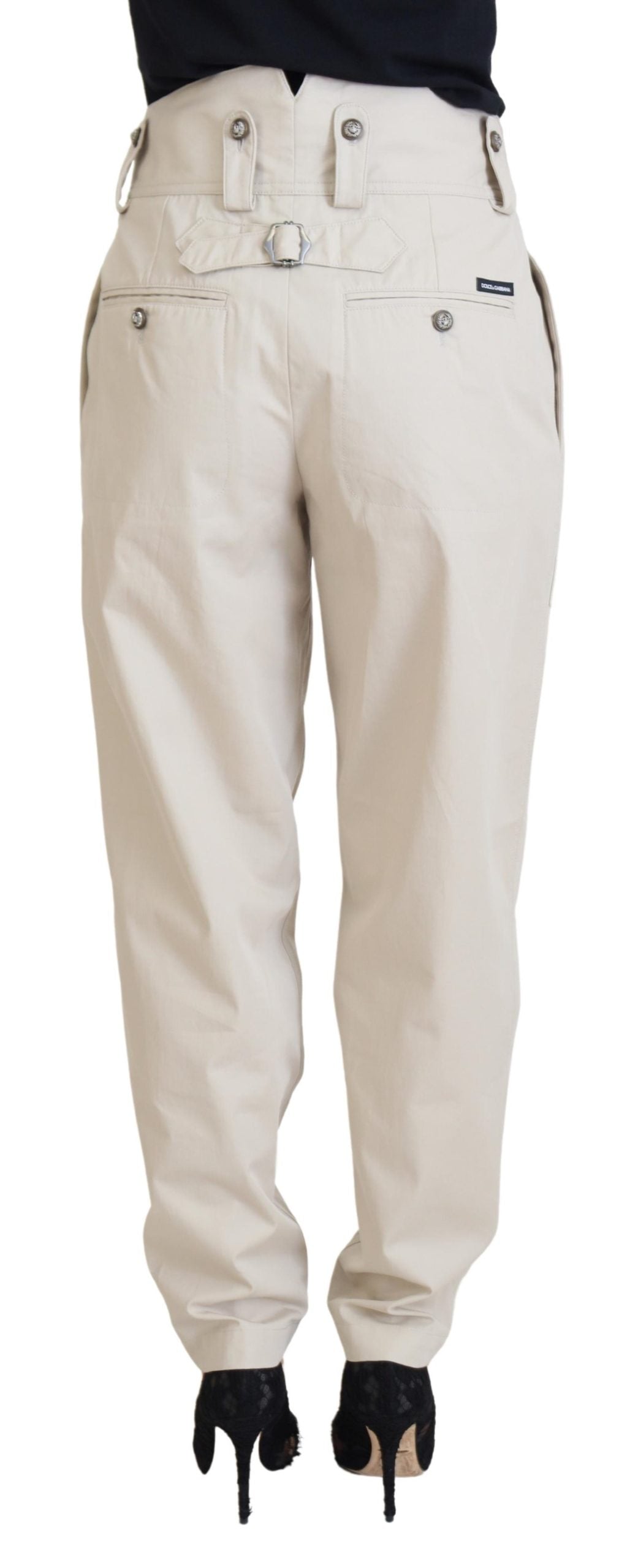 Pantaloni Dolce &amp; Gabbana Chic in cotone beige per un comfort elegante