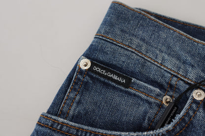 Dolce &amp; Gabbana Pantaloni in denim con retro a quadretti di elevata eleganza