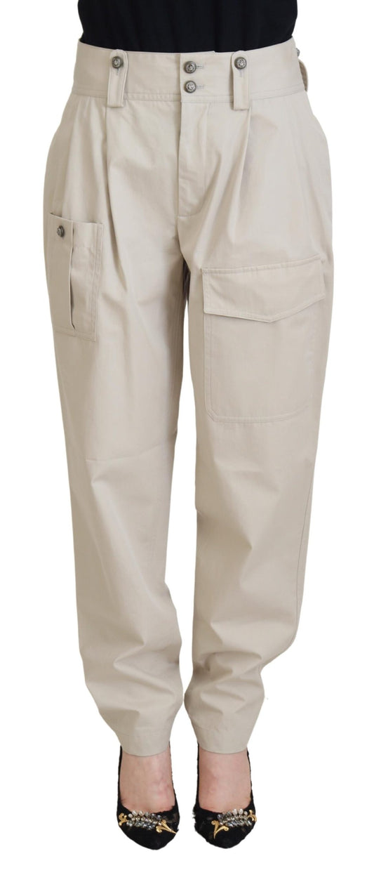 Dolce &amp; Gabbana Pantalone Elegante in Cotone Beige