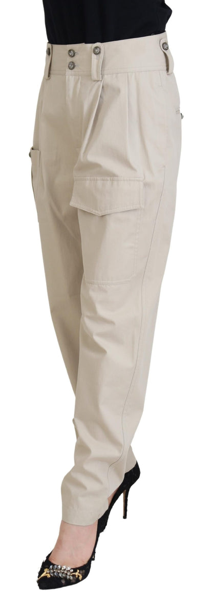 Dolce &amp; Gabbana Pantalone Elegante in Cotone Beige