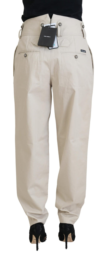 Dolce &amp; Gabbana Pantalone Elegante in Cotone Beige