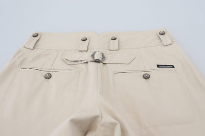 Dolce &amp; Gabbana Pantalone Elegante in Cotone Beige