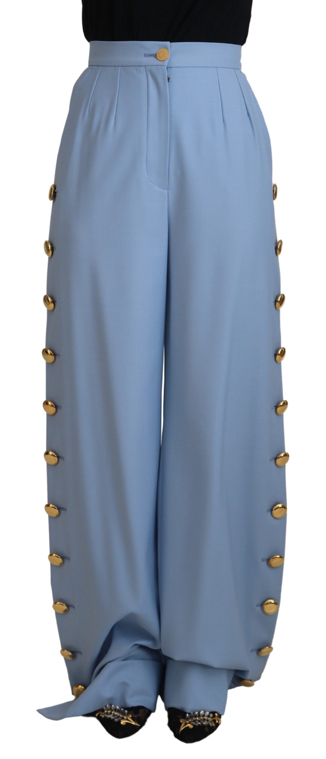 Dolce &amp; Gabbana Pantaloni eleganti in misto lana-seta di colore azzurro