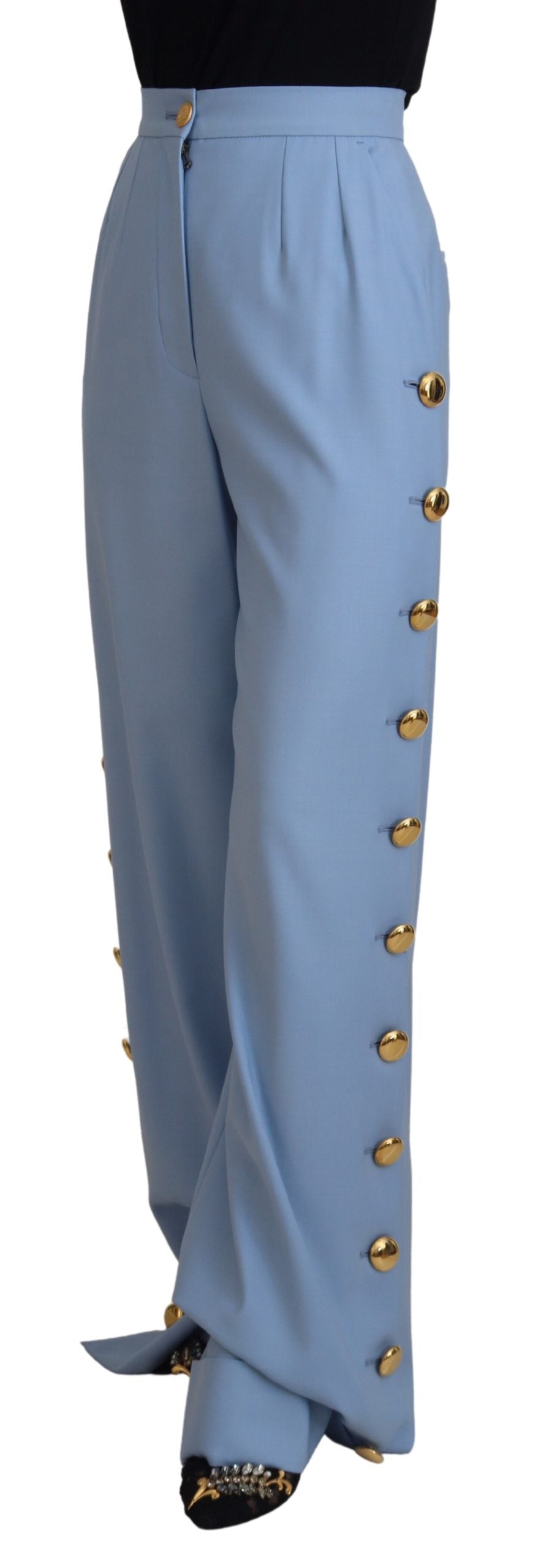 Dolce &amp; Gabbana Pantaloni eleganti in misto lana-seta di colore azzurro